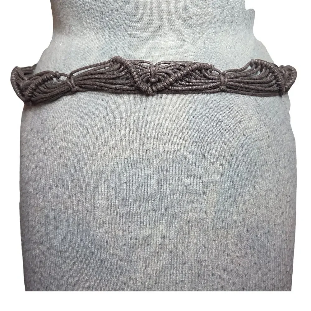 Brown Macrame Boho Beaded Belt